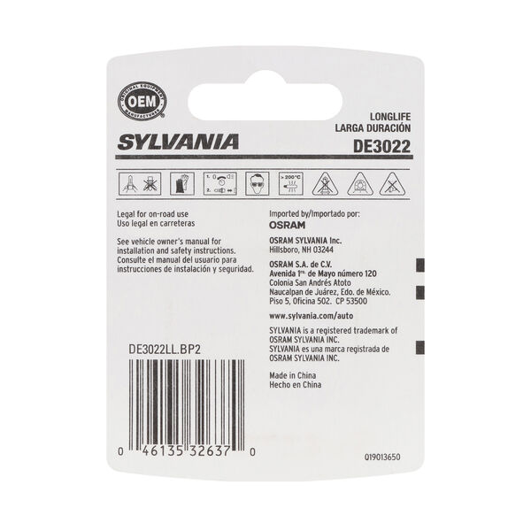 SYLVANIA DE3022 Long Life Mini Bulb, 2 Pack, , hi-res