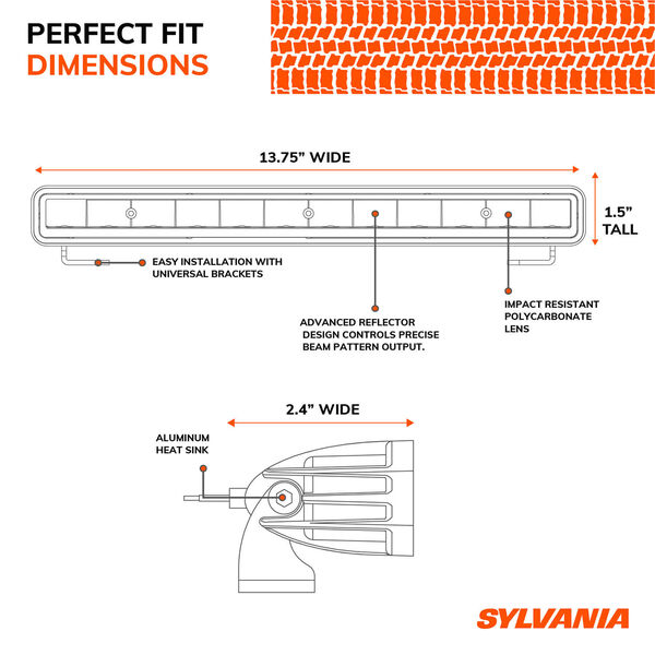 SYLVANIA Slim 12 Inch LED Light Bar - Spot, , hi-res