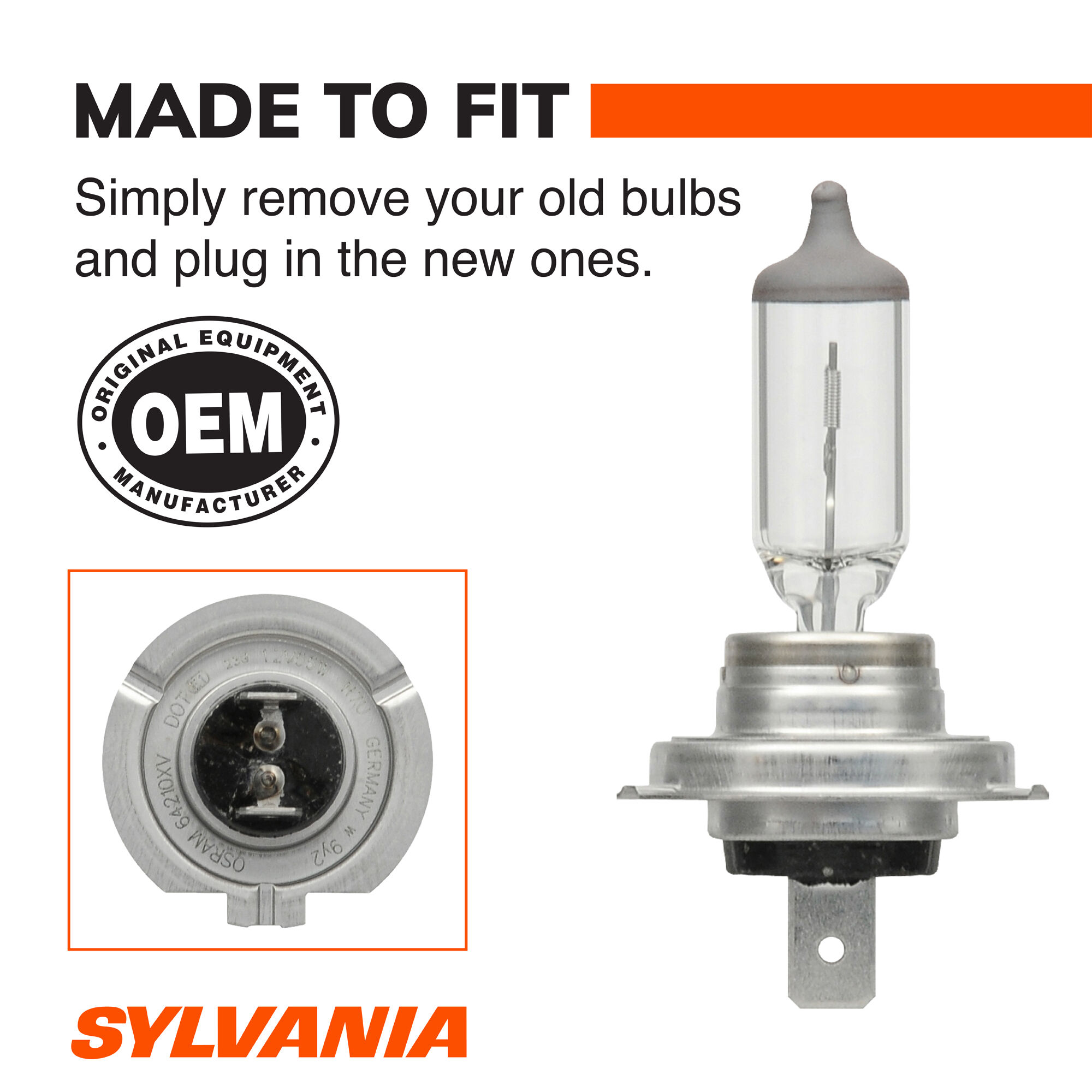 SYLVANIA H7 XtraVision Halogen Headlight Bulb, 2 Pack