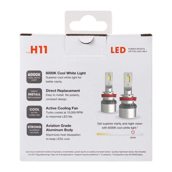 Pack of 2 H11 6000K LED bulbs - White Xenon