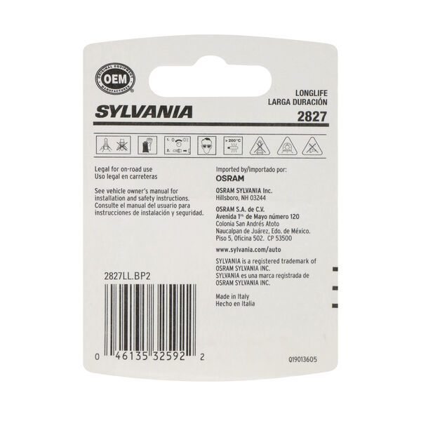 SYLVANIA 2827 Long Life Mini Bulb, 2 Pack, , hi-res