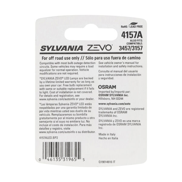 SYLVANIA 4157A AMBER ZEVO LED Mini, 2 Pack, , hi-res