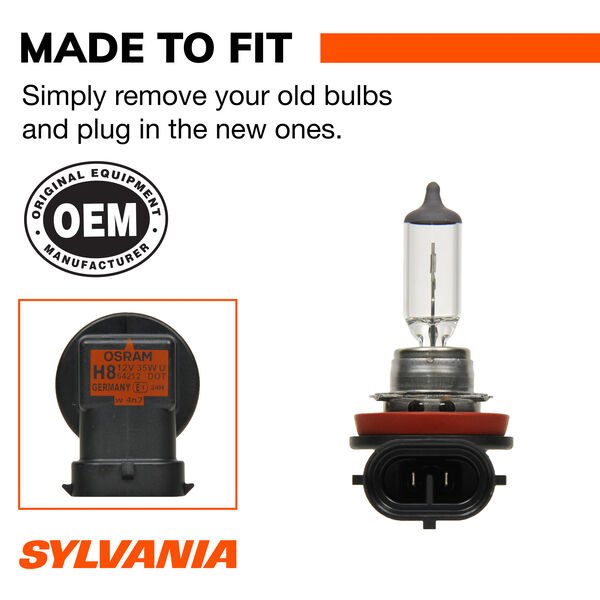 SYLVANIA H8 Basic Halogen Headlight Bulb, 1 Pack, , hi-res