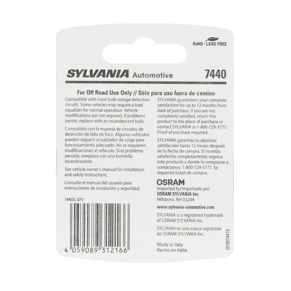 SYLVANIA 7440 WHITE SYL LED Mini Bulb, 2 Pack, , hi-res