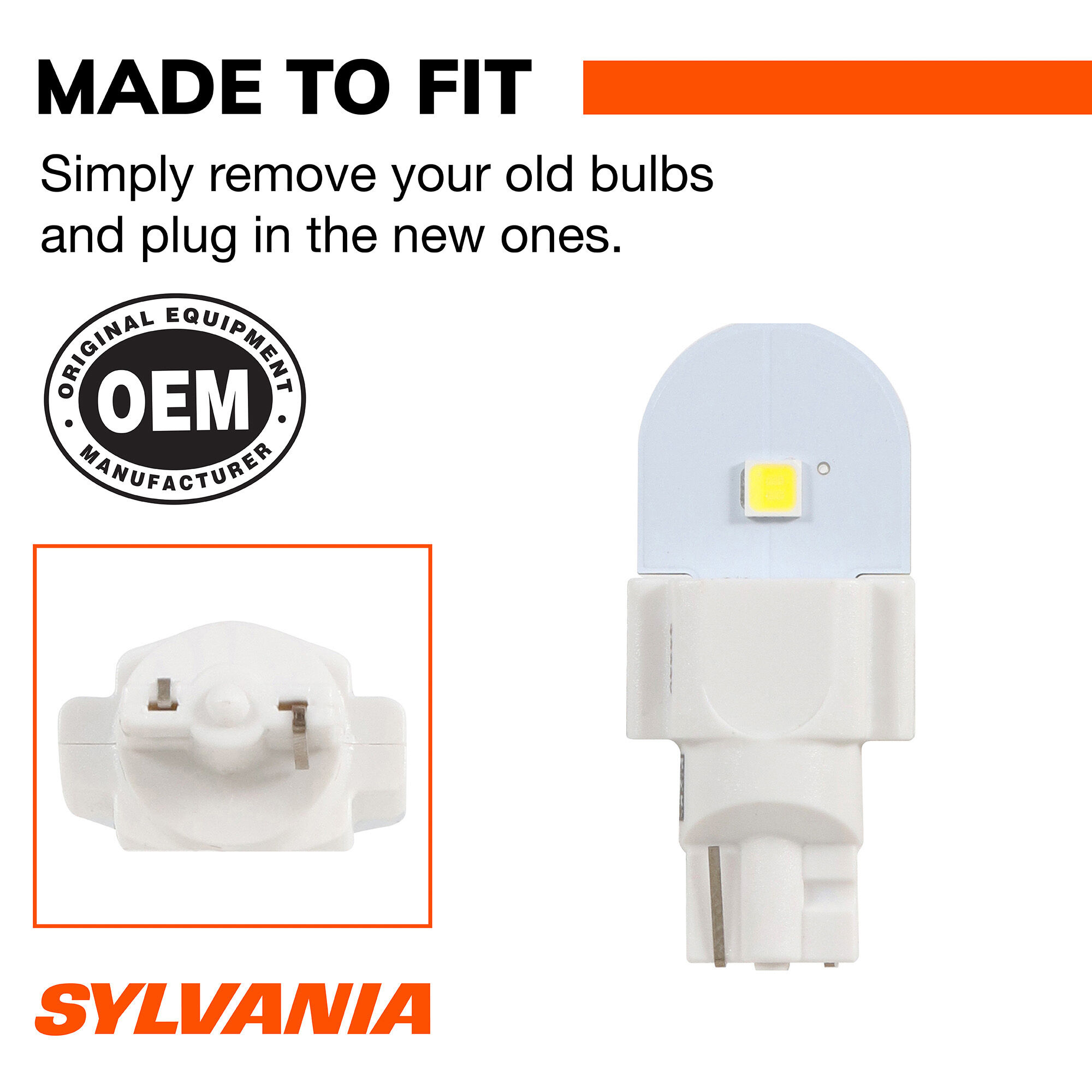 SYLVANIA 906 WHITE LED Mini Bulb, 2 Pack