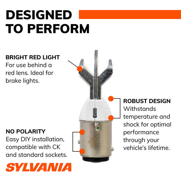 SYLVANIA 1157R RED ZEVO LED Mini, 2 Pack, , hi-res