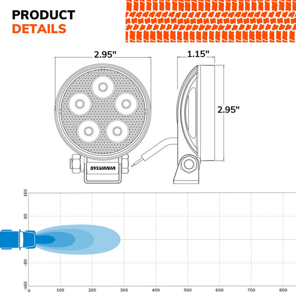 SYLVANIA Slim 3 Inch LED Pod Round - Spot, , hi-res