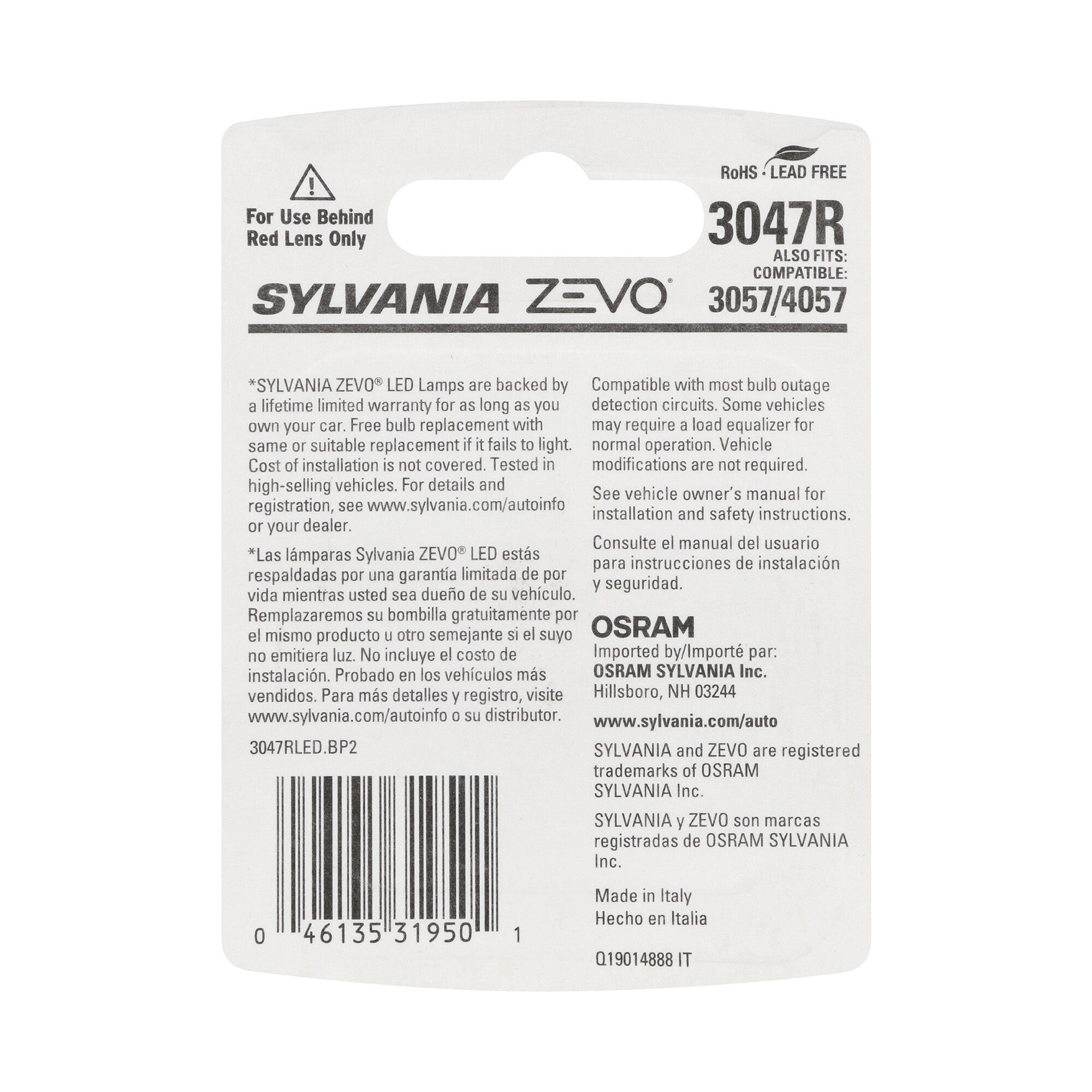 SYLVANIA 3047R RED ZEVO LED Mini, 2 Pack