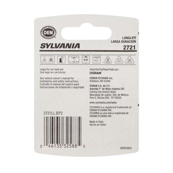 SYLVANIA 2721 Long Life Mini Bulb, 2 Pack, , hi-res