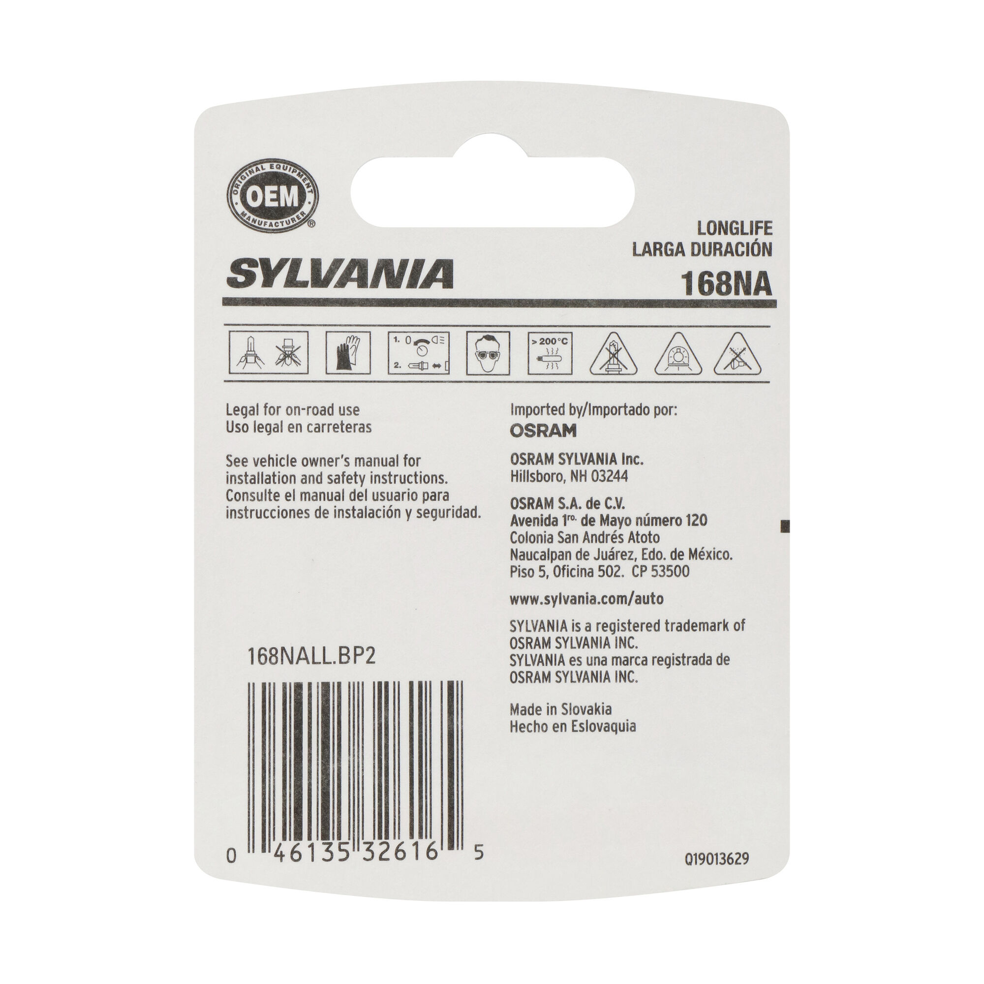 SYLVANIA 168NA Long Life Mini Bulb, 2 Pack