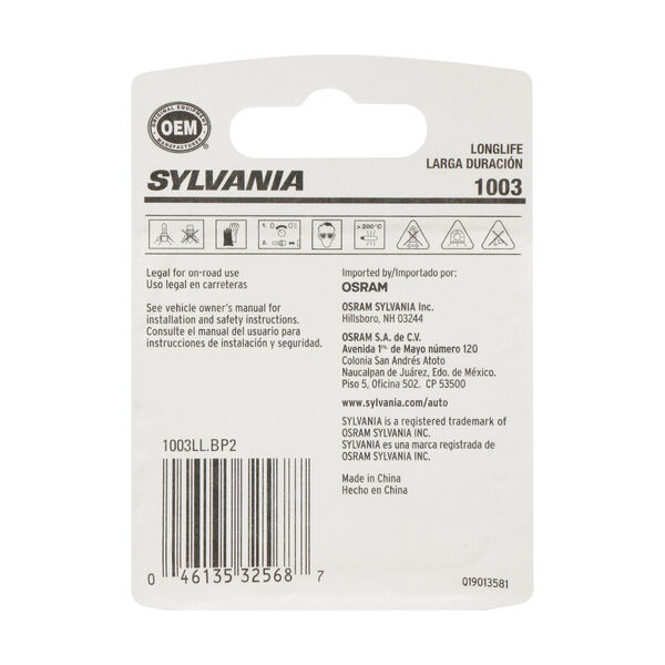 SYLVANIA 1003 Long Life Mini Bulb, 2 Pack, , hi-res