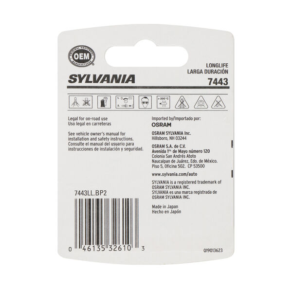 SYLVANIA 7443 Long Life Mini Bulb, 2 Pack, , hi-res