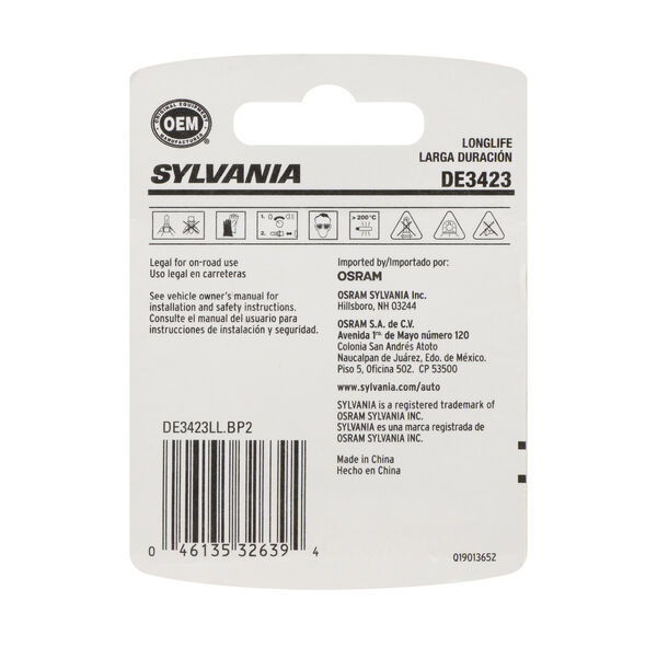 SYLVANIA DE3423 Long Life Mini Bulb, 2 Pack, , hi-res