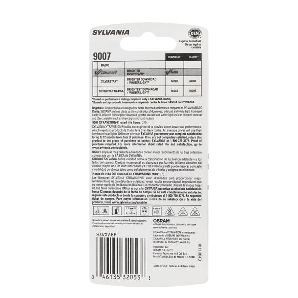 SYLVANIA 9007 XtraVision Halogen Headlight Bulb, 1 Pack, , hi-res