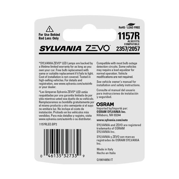 SYLVANIA 1157R RED ZEVO LED Mini, 2 Pack, , hi-res