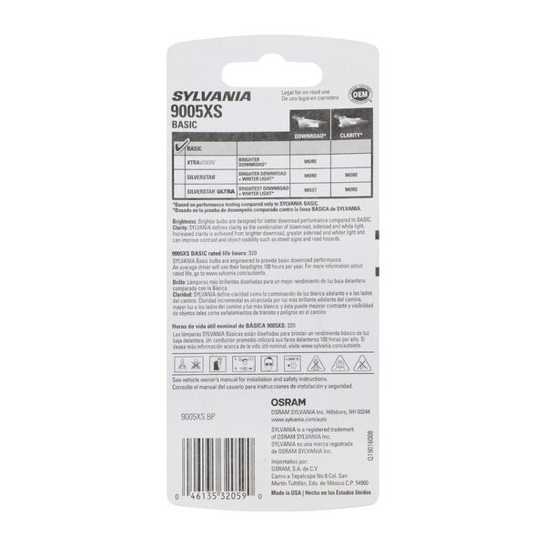 SYLVANIA 9005XS Basic Halogen Headlight Bulb, 1 Pack, , hi-res
