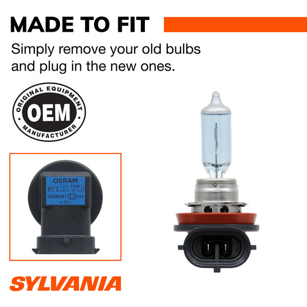 SYLVANIA H11 SilverStar Halogen Headlight Bulb, 2 Pack, , hi-res