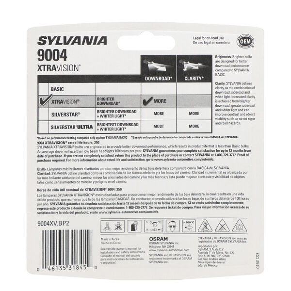 SYLVANIA 9004 XtraVision Halogen Headlight Bulb, 2 Pack, , hi-res