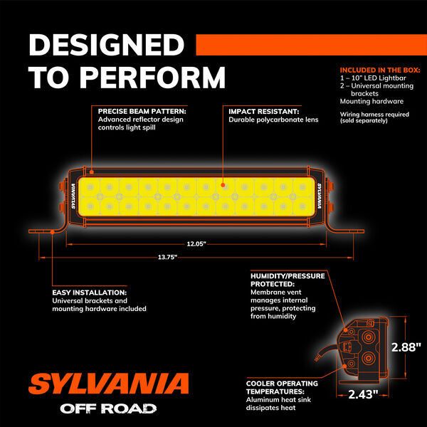 SYLVANIA Ultra 10 Inch LED Light Bar - Yellow Combo, , hi-res