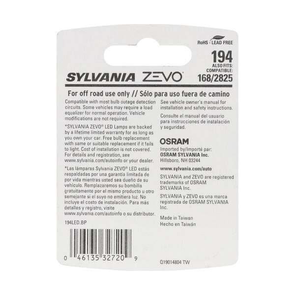 SYLVANIA 194 WHITE ZEVO LED Mini, 1 Pack, , hi-res