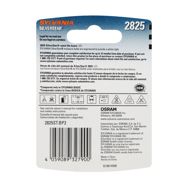 SYLVANIA 2825 SilverStar Mini Bulb, 2 Pack, , hi-res