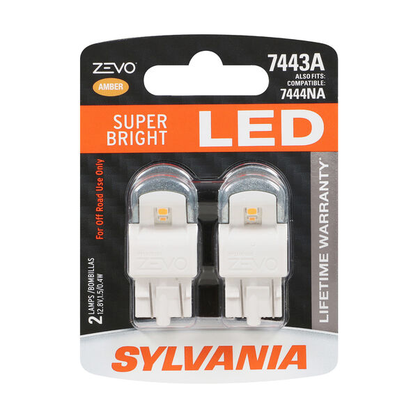SYLVANIA 7443 AMBER ZEVO LED Mini Bulb, 2 Pack, , hi-res