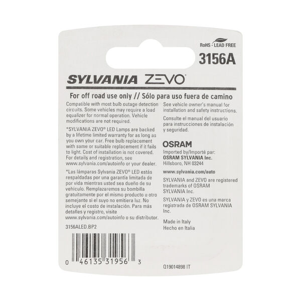 SYLVANIA 3156A AMBER ZEVO LED Mini, 2 Pack, , hi-res