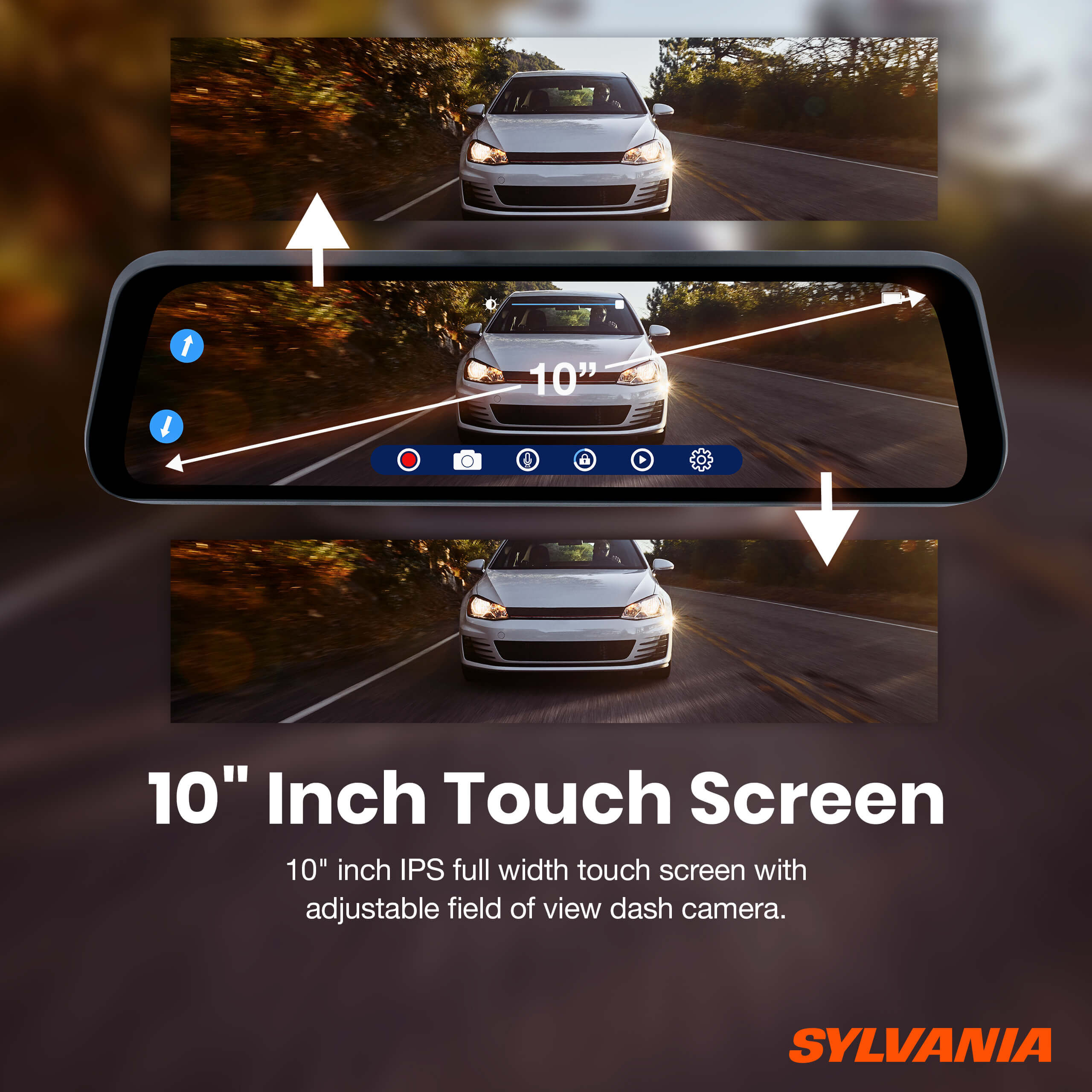 340 Degree View Taxi HD 1080p Truck 9.66 LED IPS Touch Screen Elastic Mount G-Sensor 32GB Memory Card Car SYLVANIA Roadsight Mirror Dash Camera and Backup Camera 