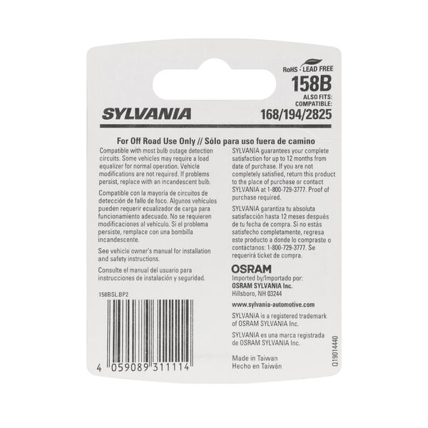 SYLVANIA 158B BLUE LED Mini Bulb, 2 Pack, , hi-res