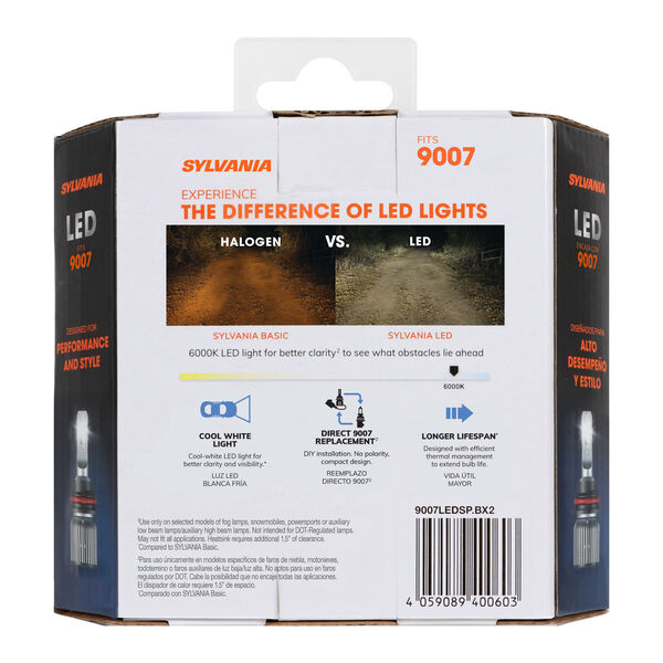 SYLVANIA 9007 LED Powersports & Fog Bulb, 2 Pack, , hi-res