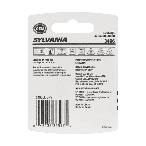 SYLVANIA 3496 Long Life Mini Bulb, 2 Pack, , hi-res