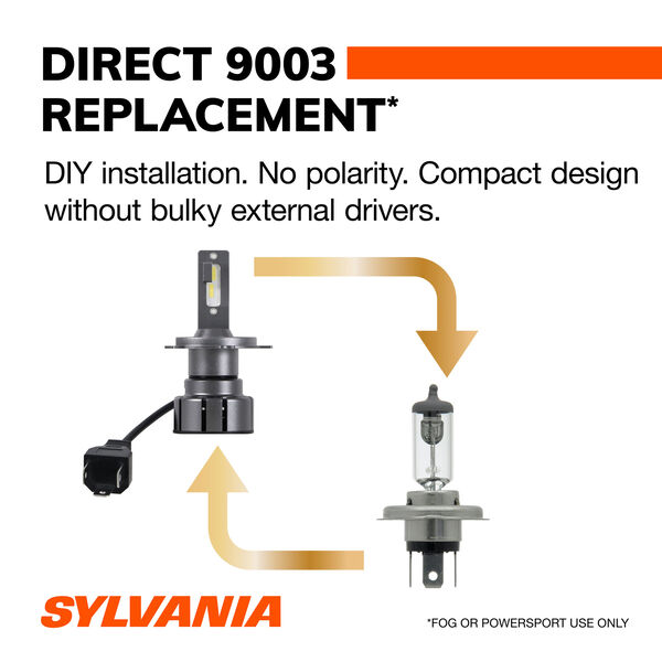 SYLVANIA 9003 LED Ultra Powersports & Fog Bulb, 2 Pack, , hi-res