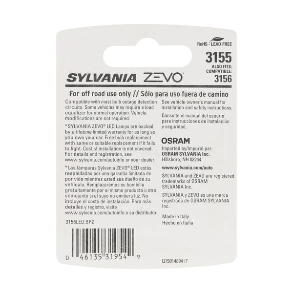 SYLVANIA 3155 WHITE ZEVO LED Mini, 2 Pack, , hi-res