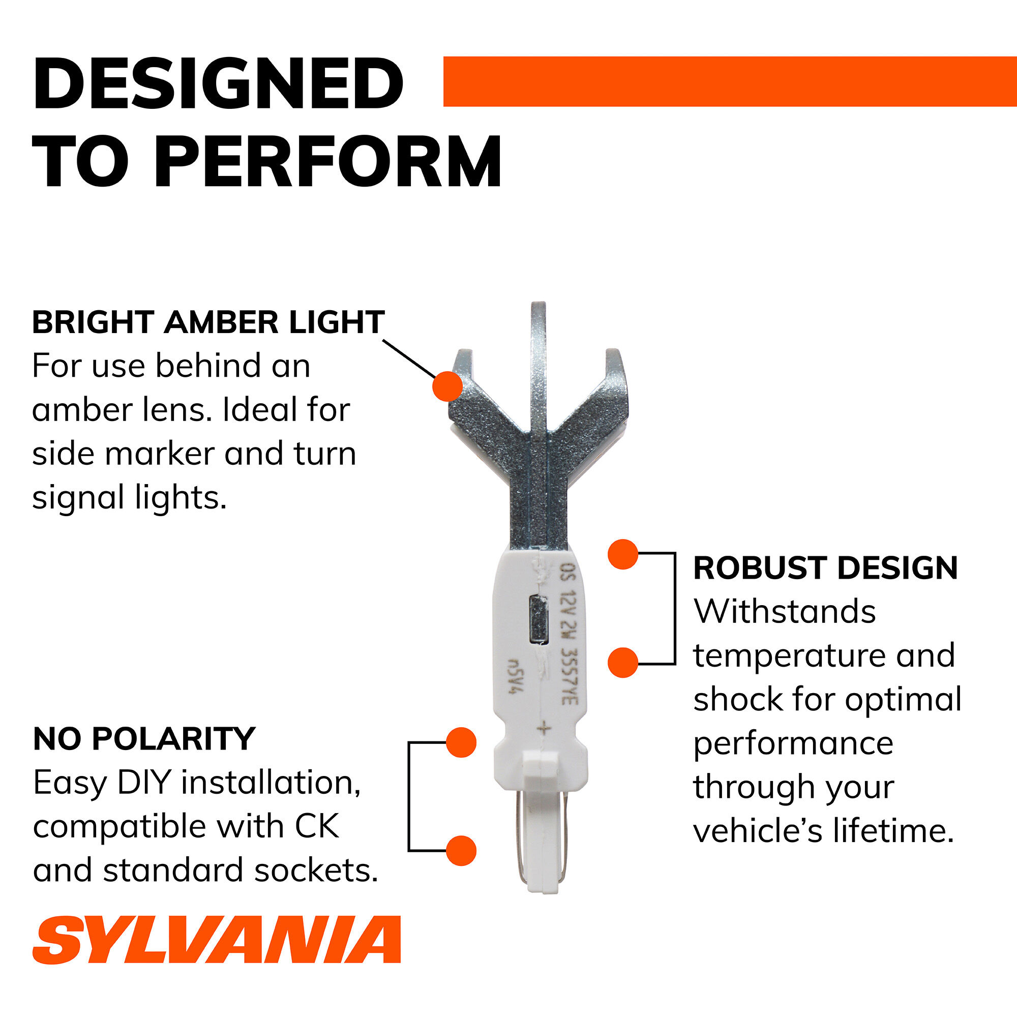 SYLVANIA 4057 AMBER ZEVO LED Mini Bulb, 2 Pack