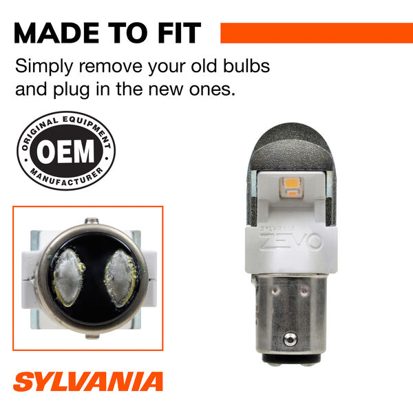 SYLVANIA 1157A AMBER ZEVO LED Mini, 2 Pack, , hi-res