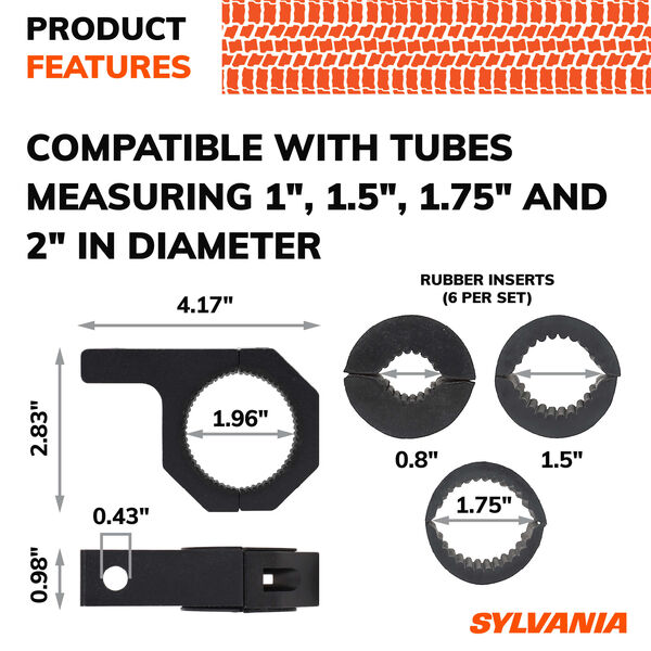 SYLVANIA Tube Mount Clamp Brackets - 1 to 2 Inch, , hi-res