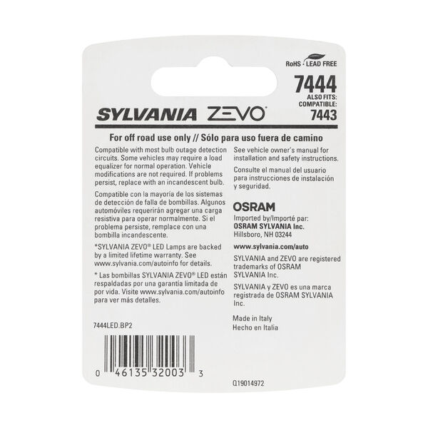 SYLVANIA 7444 WHITE ZEVO LED Mini, 2 Pack, , hi-res