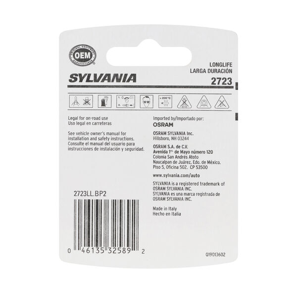 SYLVANIA 2723 Long Life Mini Bulb, 2 Pack, , hi-res