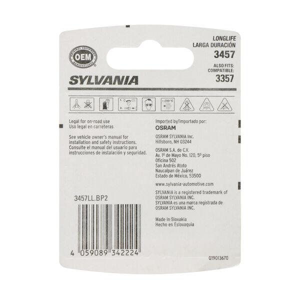 SYLVANIA 3457 Long Life Mini Bulb, 2 Pack, , hi-res
