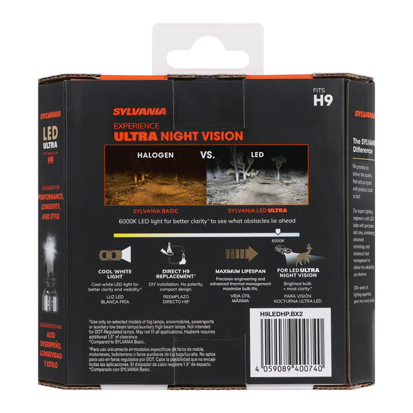 SYLVANIA H9 LED Ultra Powersports & Fog Bulb, 2 Pack, , hi-res