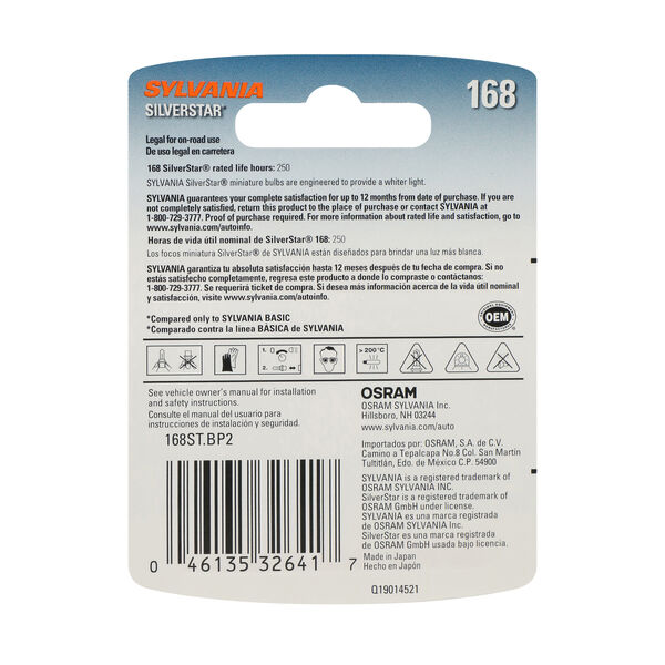 SYLVANIA 168 SilverStar Mini Bulb, 2 Pack, , hi-res