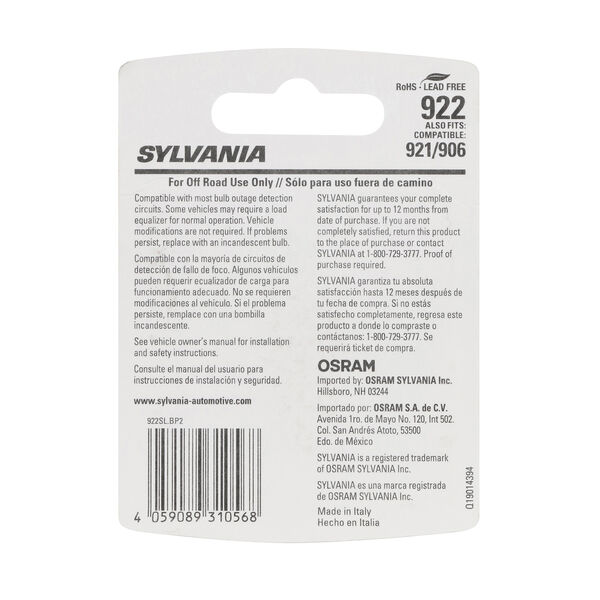 SYLVANIA 922 WHITE LED Mini Bulb, 2 Pack, , hi-res
