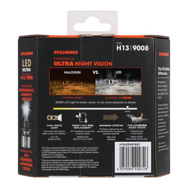 SYLVANIA H13 LED Ultra Powersports & Fog Bulb, 2 Pack, , hi-res