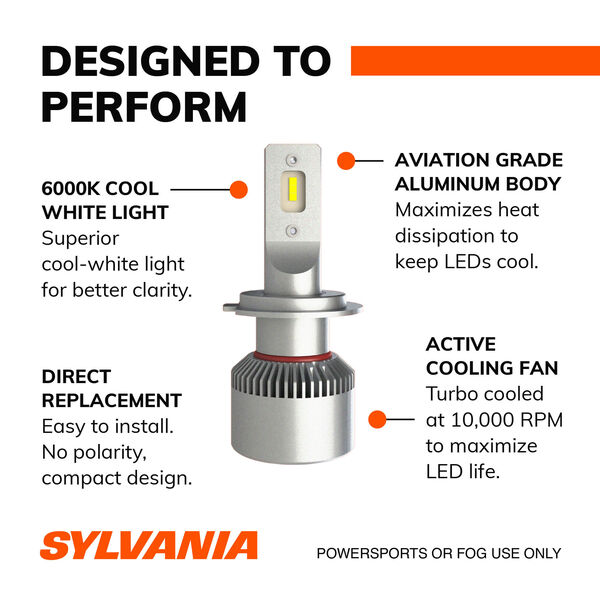 SYLVANIA H7 LED Fog & Powersports Bulb, 2 Pack, , hi-res