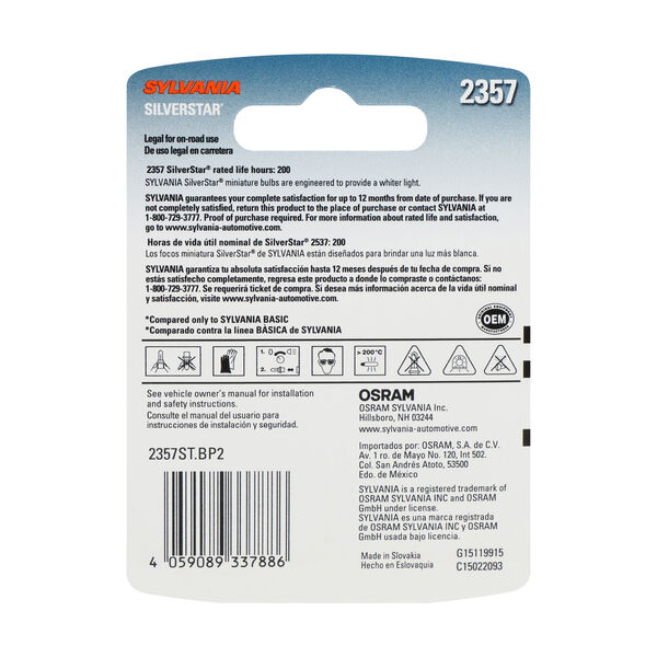 SYLVANIA 2357 SilverStar Mini Bulb, 2 Pack, , hi-res
