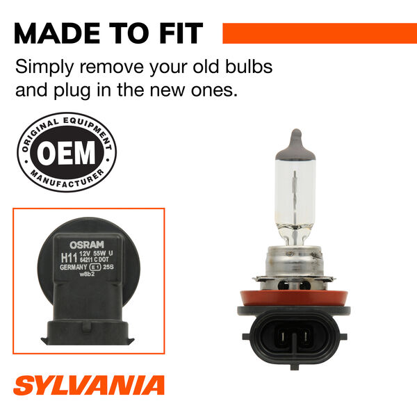 SYLVANIA H11 XtraVision Halogen Headlight Bulb, 2 Pack, , hi-res