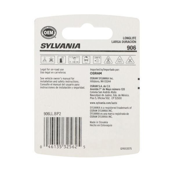 SYLVANIA 906 Long Life Mini Bulb, 2 Pack, , hi-res
