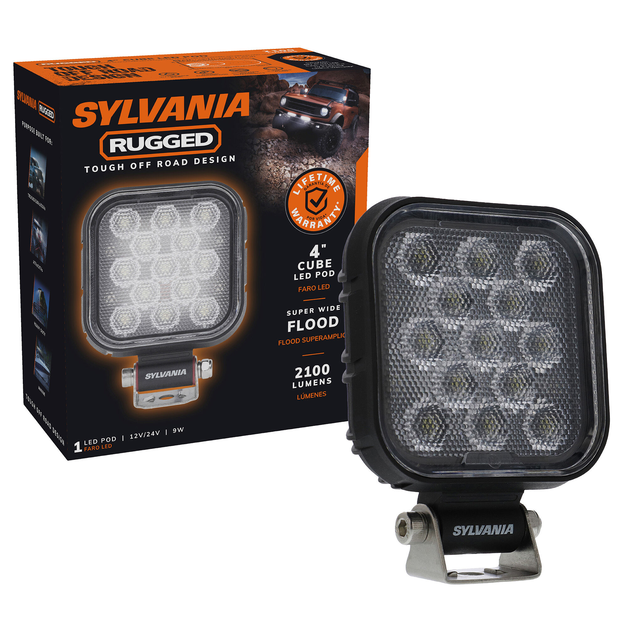 スペシャルオファ SYLVANIA Rugged Flood - Cube Pod LED Inch 4 ベース