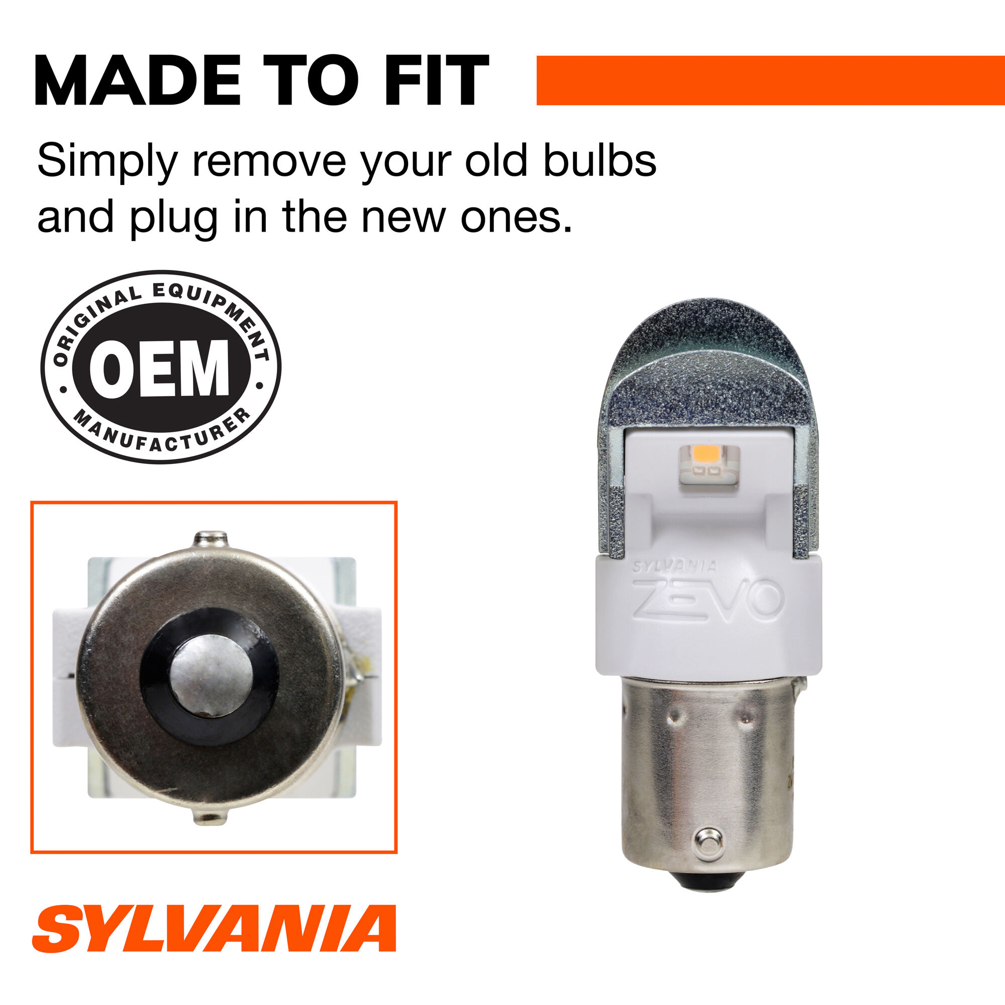 SYLVANIA 1156A AMBER ZEVO LED Mini, 2 Pack