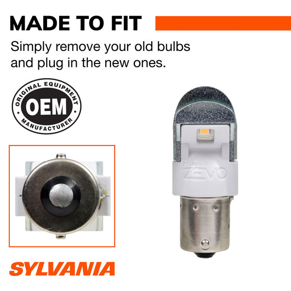 SYLVANIA 1156A AMBER ZEVO LED Mini, 2 Pack, , hi-res